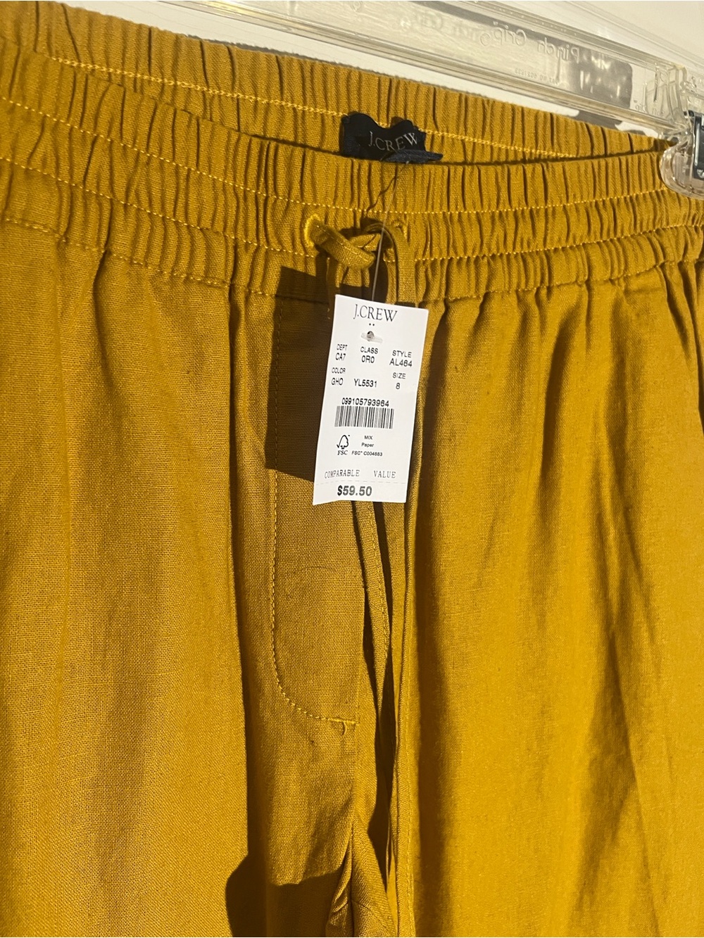 J.Crew Women’s Linen‑Cotton Pull‑On Pants – Mustard Yellow, Size 8 - Picture 3 of 8
